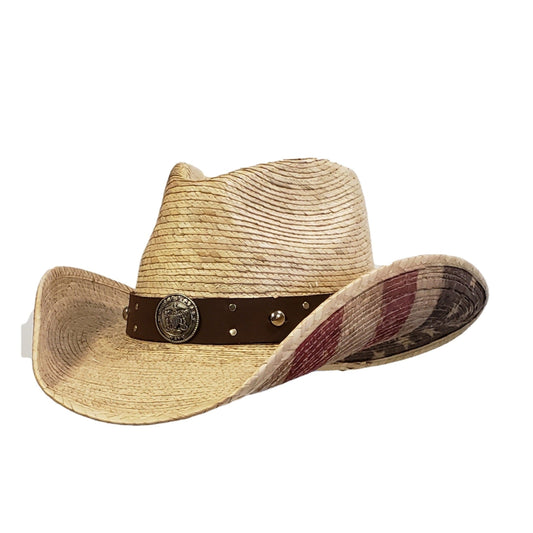 Palm Straw American Flag Bottom Hat