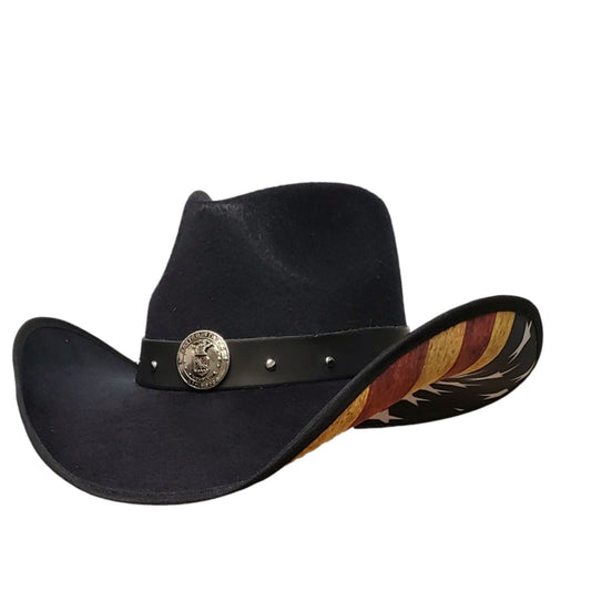 Air Force Heroes American Flag black cowboy hat – premium felt Western hat for rodeo, ranchers, and country music lovers