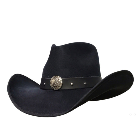 Air Force Heroes black felt cowboy hat – classic Western style, perfect for rodeo cowboys, ranchers, and country lifestyle fans