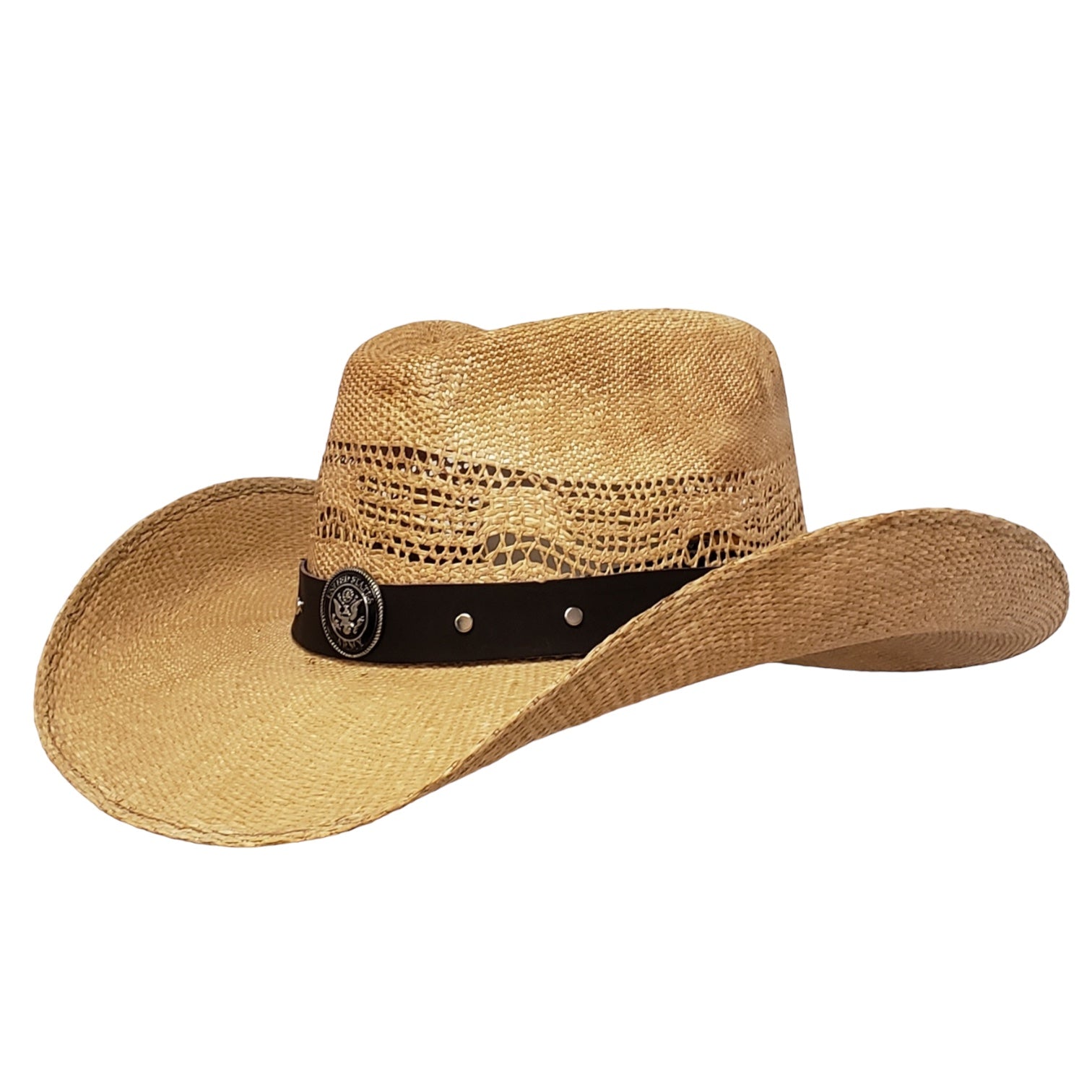 Army Heroes Renegade Series brown straw cowboy hat with a rugged Western design and durable craftsmanship