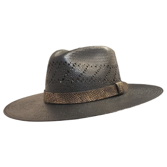 Darkside Black Straw Shantung Cowboy Hat – Durable Western Hat with Wide Brim