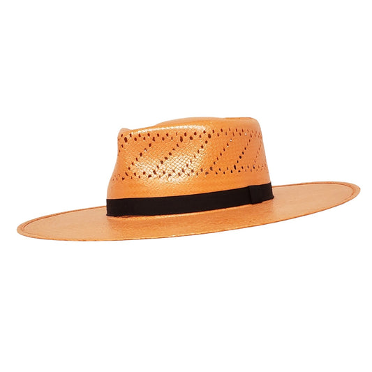 Lolita Orange cowboy hat – Premium Straw Shantung hat from the Heartland Series, perfect for country fashion, rodeos, and festivals