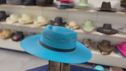 Trendy Turquoise Cowboy Hat – Bangora Straw Western Hat for Rodeo, Concerts & Fashion