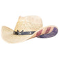 American Ride palm cowboy hat with distressed flag underneath